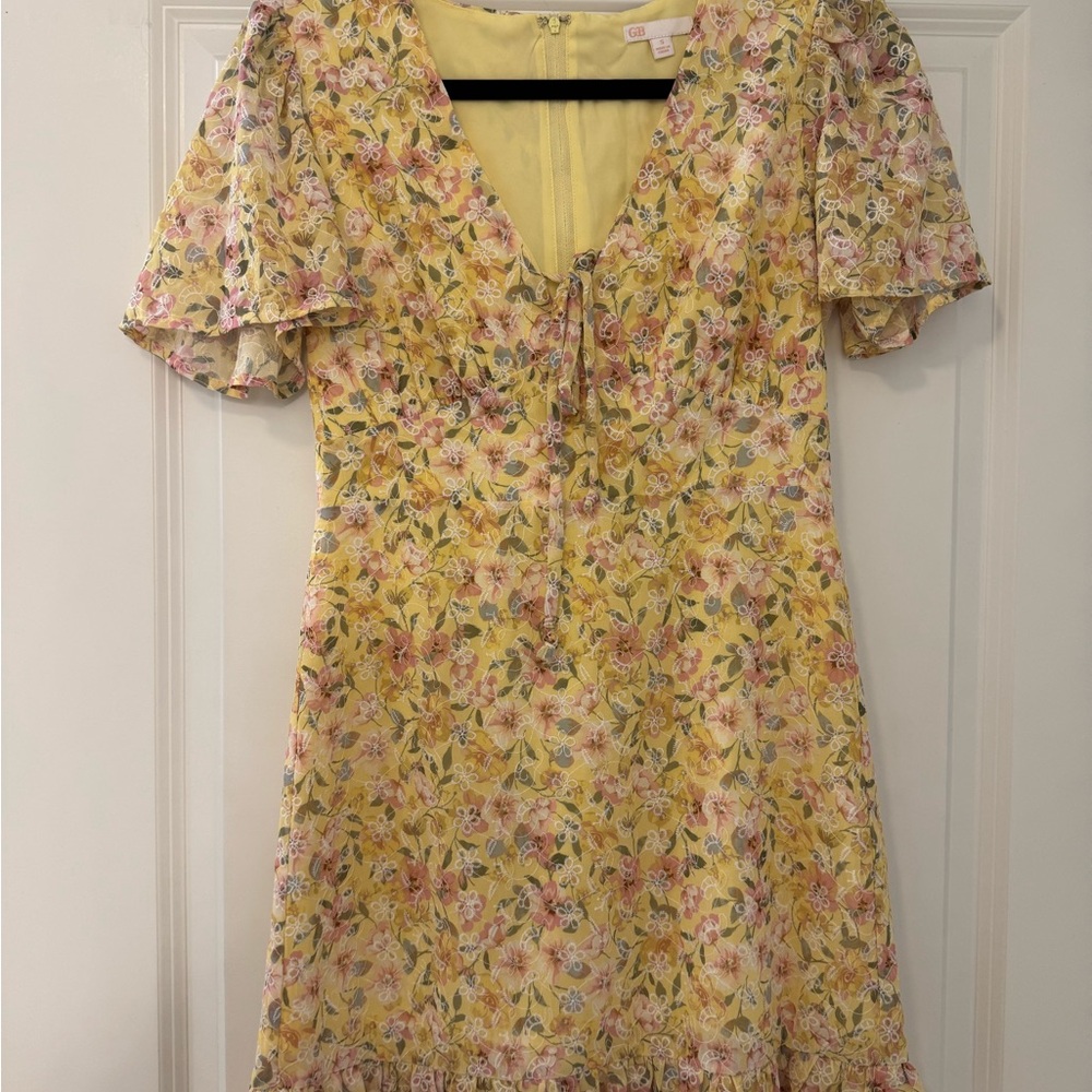 Gianni Bini Yellow Floral Mini Dress